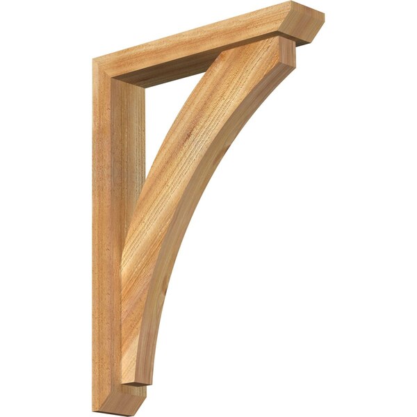 Ekena Millwork Thorton Slat Rough Sawn Bracket w/ Offset Brace, Western Red Cedar, 4"W x 20"D x 28"H BKT0402X20X28THR06RWR - main